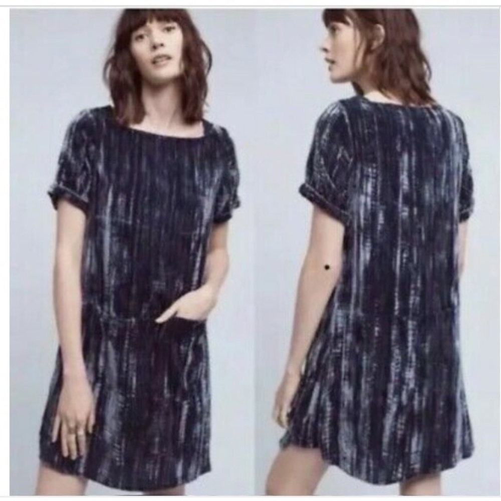Anthropologie Floreat Crinkle Velvet Shift Dress